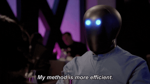 Animated GIF from The Orville (Fox/Hulu/Disney+) of Isaac saying his method is more efficient