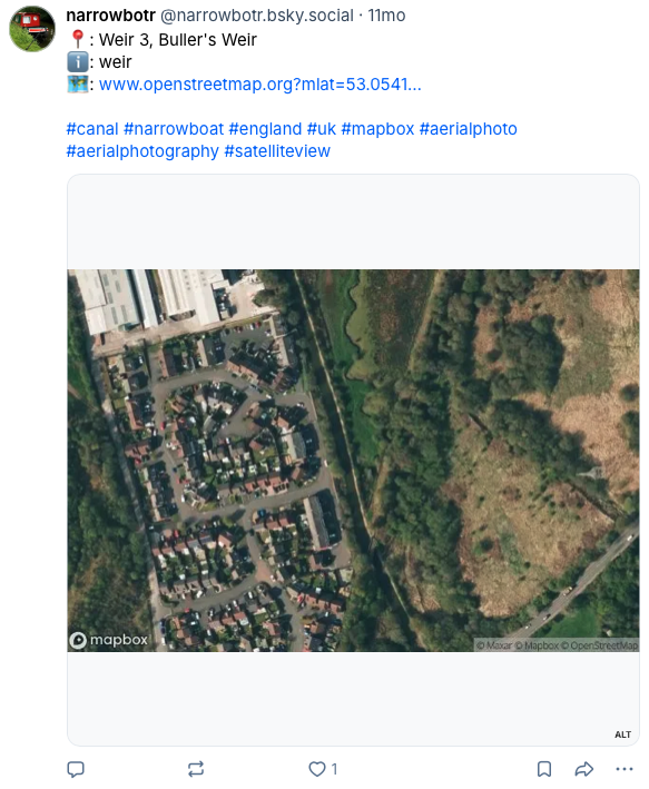 Screenshot of a Narrowbot post with aerial photography
